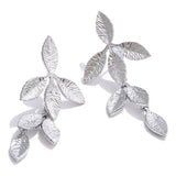 Phatbird Stainless Steel Leaf Pendant Earrings
