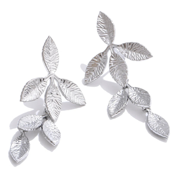 Phatbird Stainless Steel Leaf Pendant Earrings