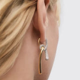 Phatbird Two-Tone Crystal Snake Wrap Hoop Drop Earrings