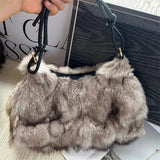 Winter Fox Fur Women's Fashion Bag