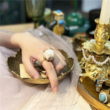Phatbird Pearl Ring with Crystal Vine design