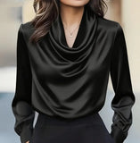 Phatbird Bordeaux Drape Silk-Touch Blouse