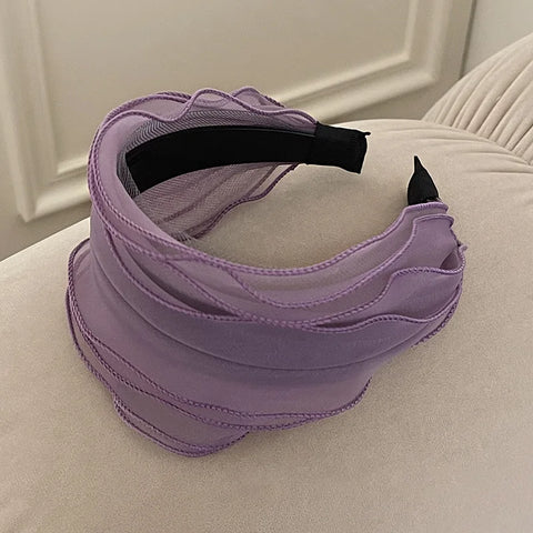 Phatbird Luxury Mesh Pleated Wide-Brimmed Headband