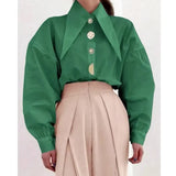 Phatbird puff sleeve shirt with pointed turn down collar - view 8