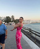 Sleeveless 3D Floral Embroidery Mesh Maxi Dress