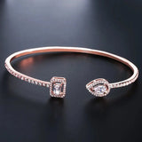 Phatbird Gold Open Cuff Bangle with Emerald & Teardrop Zirconia