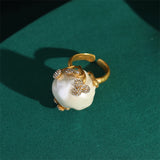 Phatbird Pearl Ring with Crystal Vine design