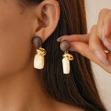 Phatbird Amber Resin Drop Earrings with Gold Knot Detail