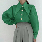 Phatbird puff sleeve shirt with pointed turn down collar - view 3