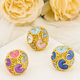 Phatbird Chunky Gold Dome Ring with Multicolor Enamel Swirl Detail
