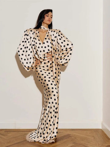 phatbird Black Polka Dot Blouse & Skirt Set