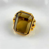 Square Natural Stone Crystal Ring
