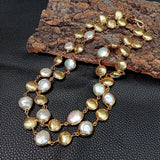 Luxurious Multi-Strand White Coin Pearl Necklace