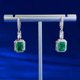 Phatbird Vintage Emerald & Diamond Silver Drop Earrings