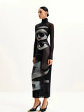 Phatbird printed turtleneck maxi dress in a slim sheath cut - view 6