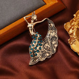 Phatbird Vintage Gold Dancing Lady Crystal Brooch Pin