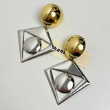 Phatbird Hyperbole Square Pendant Earrings Female Geometric Hollow Smooth Glossy Gold Silver Color