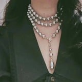 Grey glass bead necklace