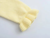PHATBIRD Women Fall Elegant Knit Cardigan Yellow Petal Sleeve Sweater 2025 Autumn Fashion Versatile