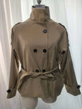 Phatbird belted cropped khaki trench jacket with stand collar - view 5