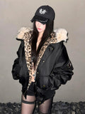 Phatbird Harajuku Leopard-Print Moto Jacket