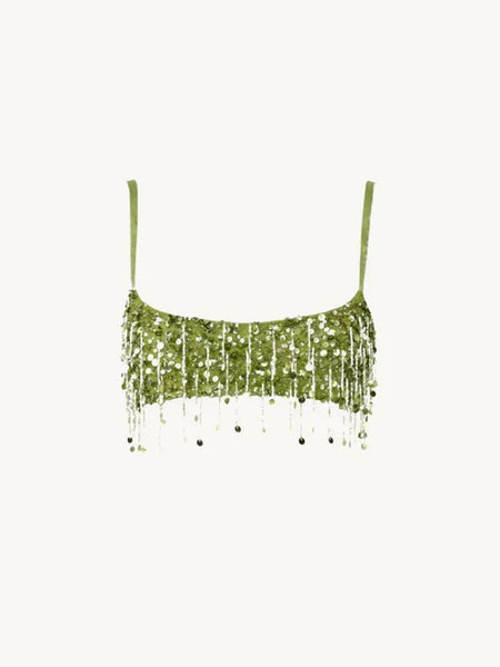 Phatbird Sequin Tassel Crop Top & Mini Skirt Set