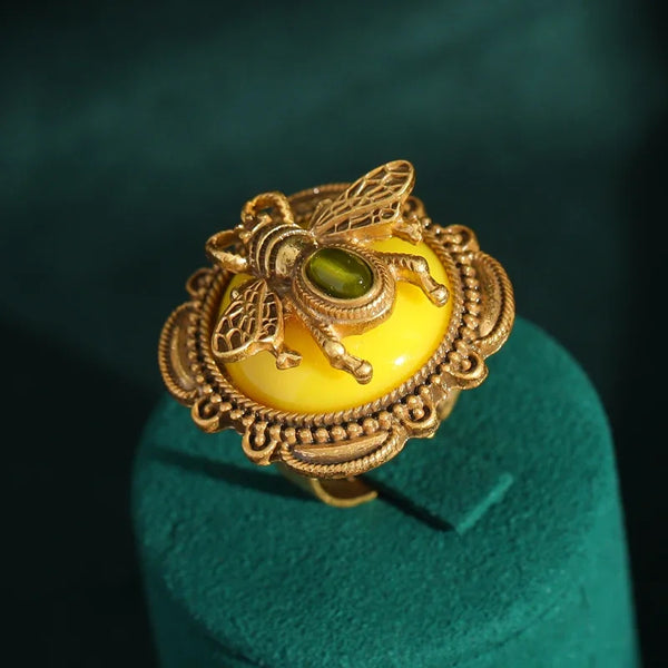 Vintage Blue Bee Resin Rings