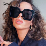 Black Square Sunglasses For Women Trendy Oversized Metal Frame Luxury Brand Designer Sun Glasses Fashion Shades UV400