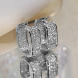 Phatbird Huitan Korean Fashion CZ Paved Hoop Earrings