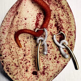 Phatbird Two-Tone Crystal Snake Wrap Hoop Drop Earrings