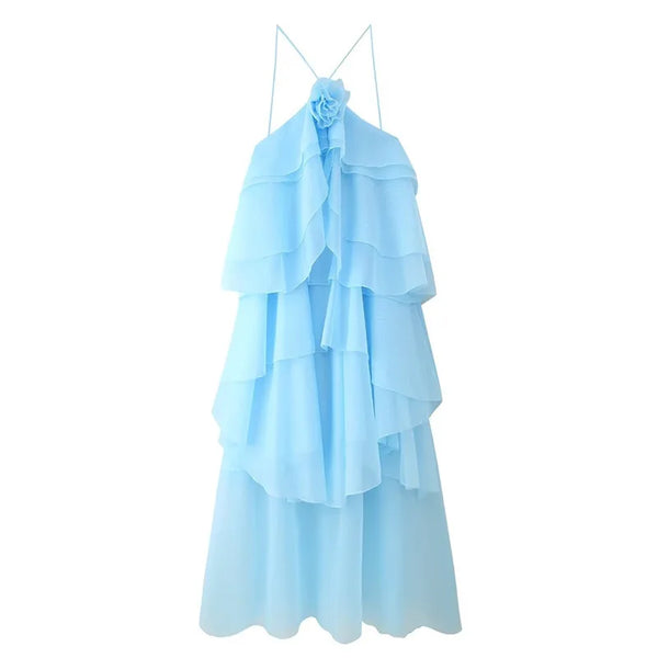 Phatbird Ruffle Smock Long Maxi Dress