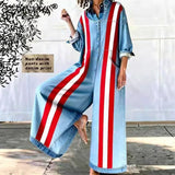 Phatbird Striped Denim-Look Wide-Leg Jumpsuit