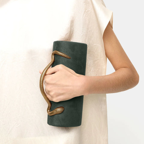 Phatbird Snake Handle Suede Clutch Bag