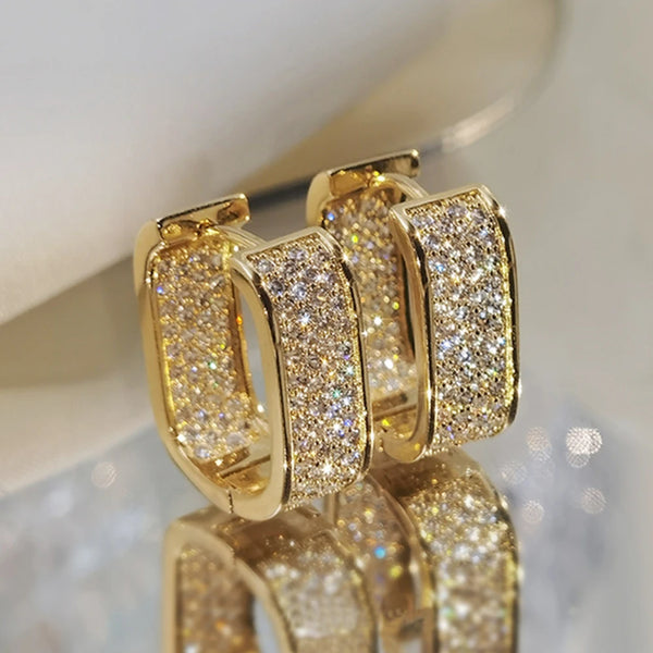 Phatbird Huitan Korean Fashion CZ Paved Hoop Earrings