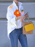Phatbird Floral Lapel Button Blouse