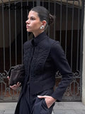 Phatbird Velvet-Spliced Napoleon Cropped Jacket