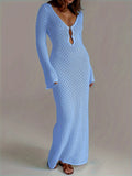 Women White Long Knit Sleeve Bikin Fashion