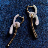 Phatbird Two-Tone Crystal Snake Wrap Hoop Drop Earrings