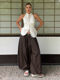 Phatbird cotton lantern wide leg trousers with elasticated waist - view 11