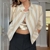 Phatbird cropped blazer with structured shoulder and stand collar - view 10