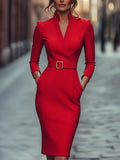 Phatbird Belted Knee-Length Pencil Dress