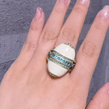 Vintage White Enamel Opal Ring