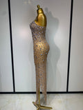 Rhinestone Mesh Sheath Gown