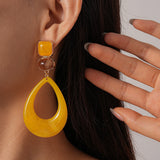 Phatbird Vintage Yellow Water Droplet Resin Dangle Earrings