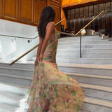 Sexy Floral Print Bodycon Maxi Dress