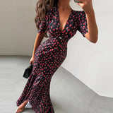 Phatbird Organza Floral Puff-Sleeve Maxi Gown
