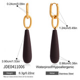 Phatbird Long Wooden Water Drop Earrings