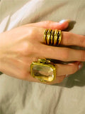 Square Natural Stone Crystal Ring