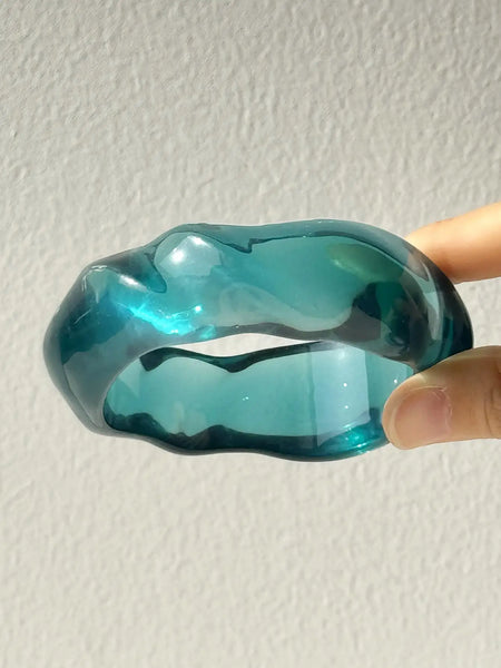 Phatbird Blue Twisted Irregular Square Round Summer Resin Bracelet
