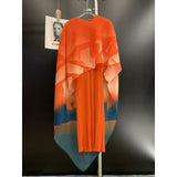 Pleated Two-Piece Dress and Shawl Set